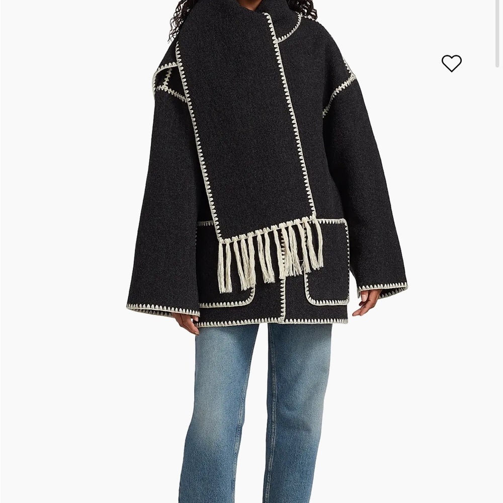 Toteme Embroidered scarf jacket dark grey mélange